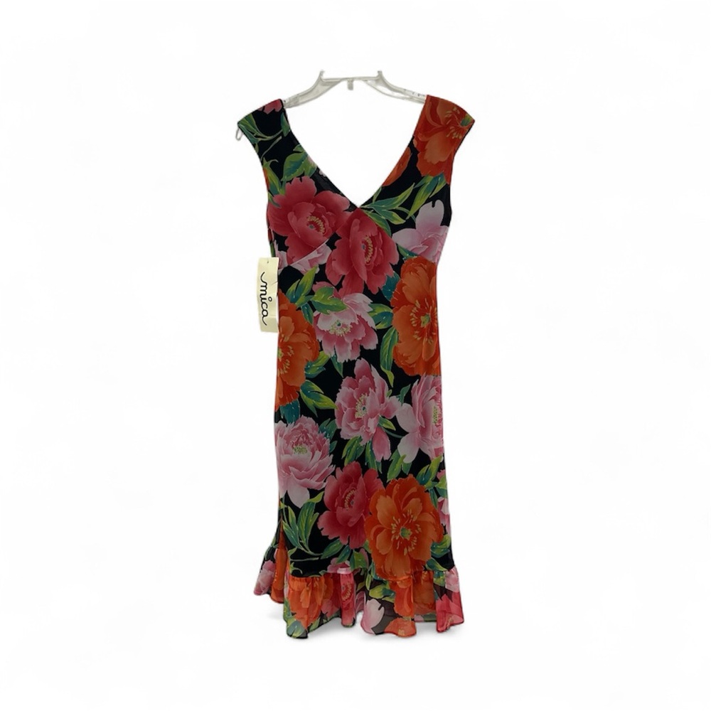 NWT Mica Floral Print Sleeveless Dress with Ruffle Hem Sz 2